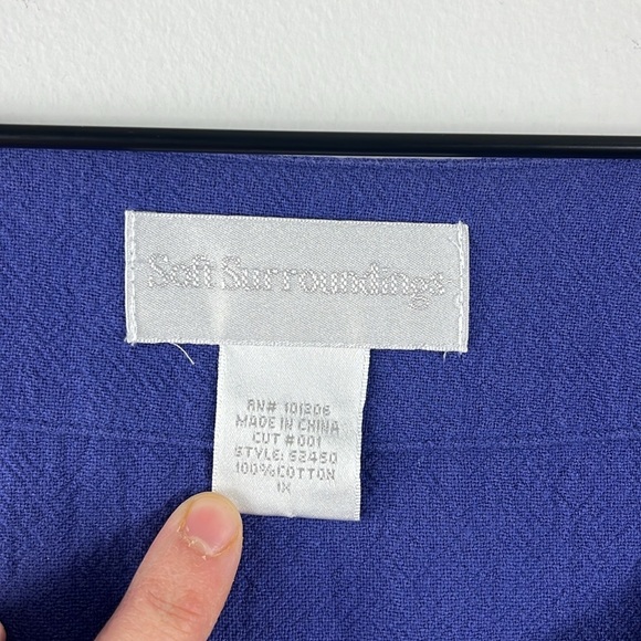 Soft Surroundings Blue Purple 100% Cotton Tiered Scoop Neck Top Womens Size 1X - Picture 3 of 8